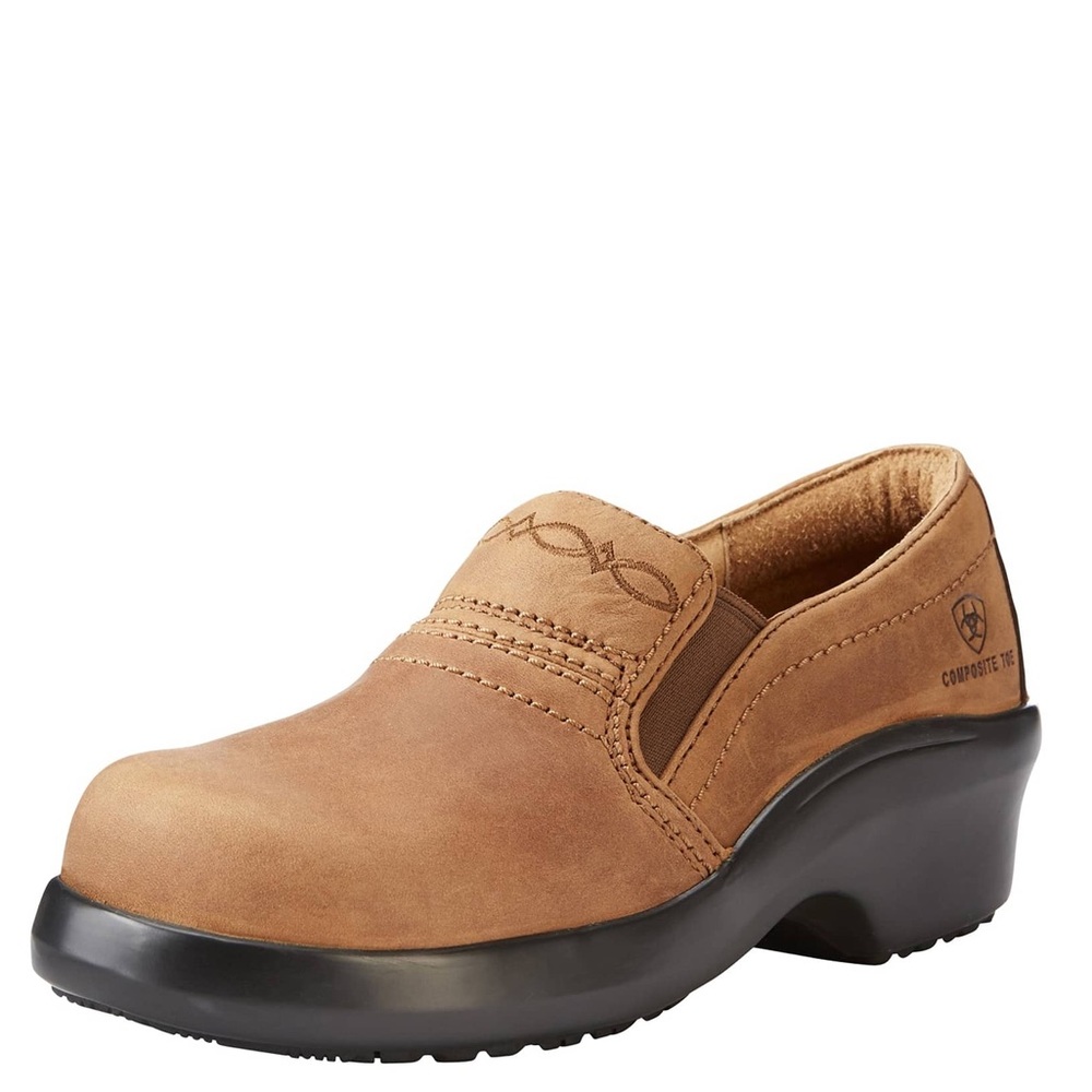 Ariat Ladies Expert Safety Clogs Brown Size 7B Composite Toe Static Dissipating
